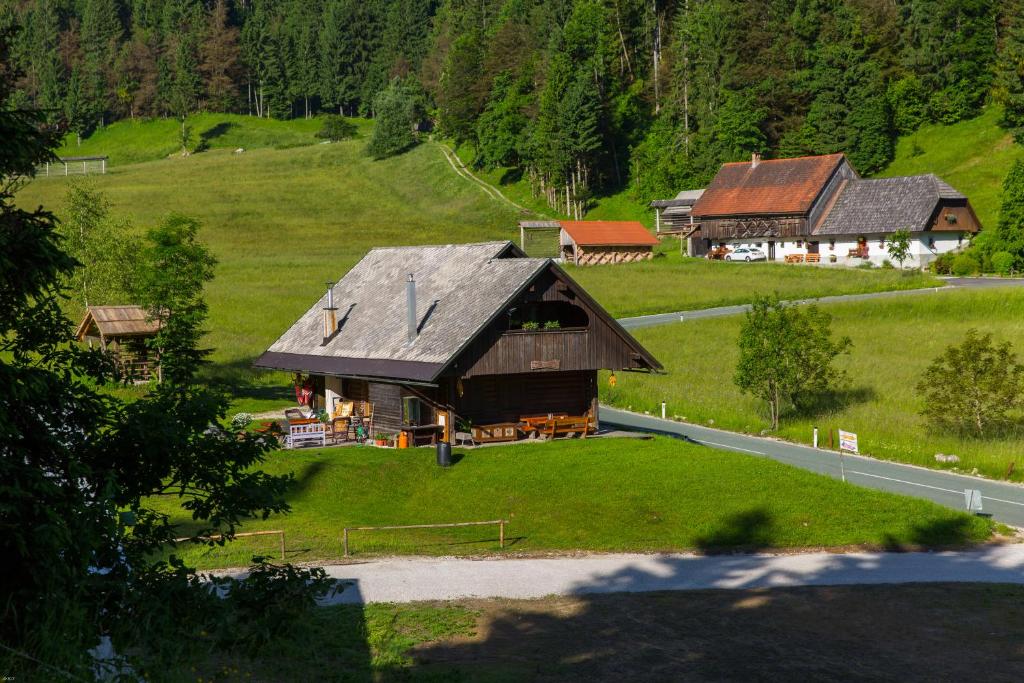 an aerial view of a house on a hill at Brunarica Bled Zatrnik Pokljuka in Bled