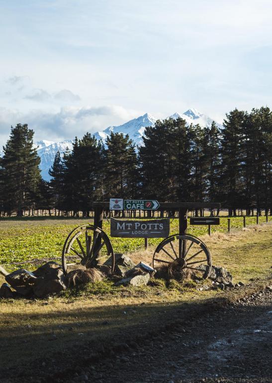 a bike statue on the side of a road at Mt Potts Lodge in Ashburton Lakes