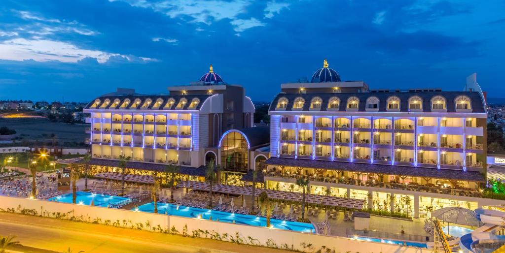 a view of a large building at night at Mary Hotel Side in Side