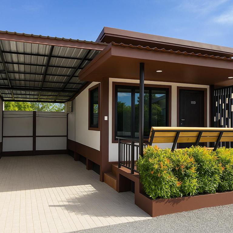 a rendering of a house with a porch at Resort Thalang in Phuket