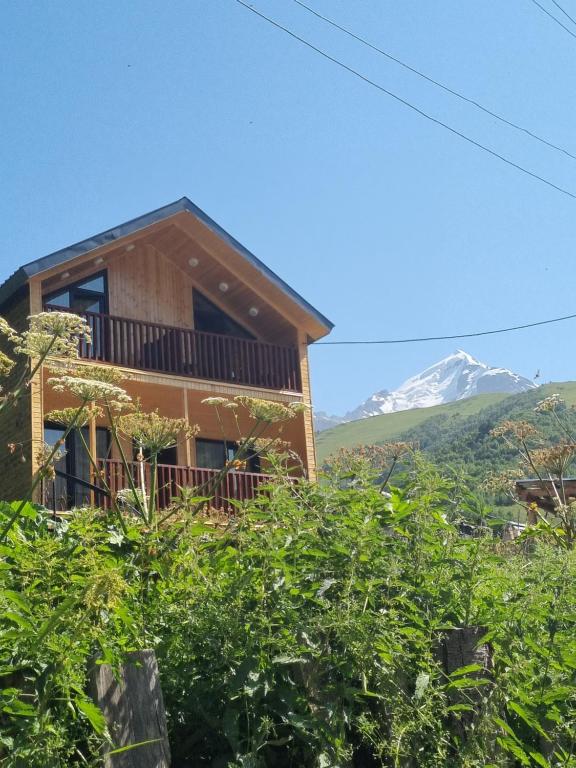 a house on a hill with a mountain in the background at Vista Adishi in Adishi
