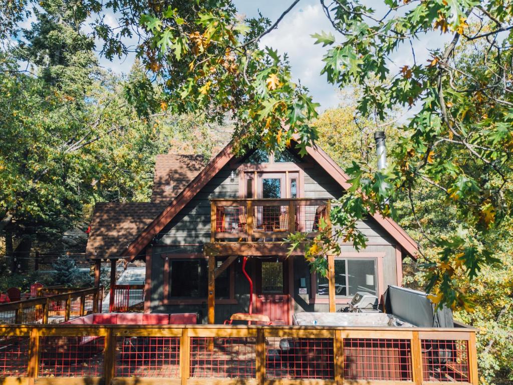a house being built in the middle of trees at The Refugio #2552 in Big Bear Lake