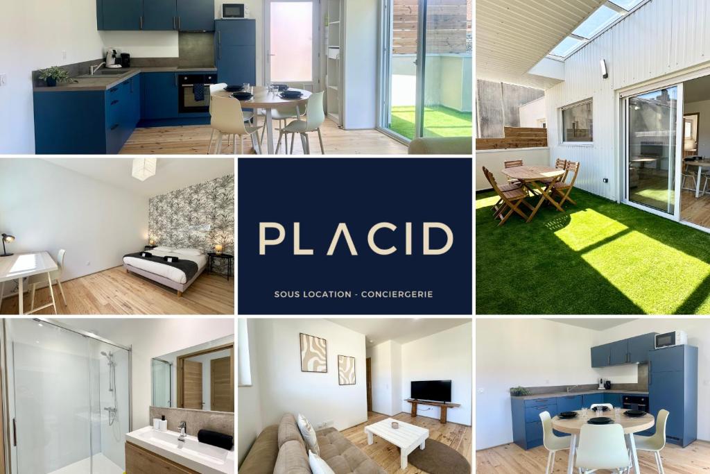 un collage de fotos de un apartamento en Le Patio - Parking privé - Terrasse, en Mont-de-Marsan