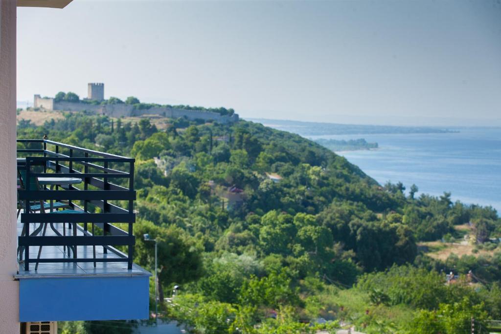a view of the ocean from a building at 12 Olympian Gods in Platamonas