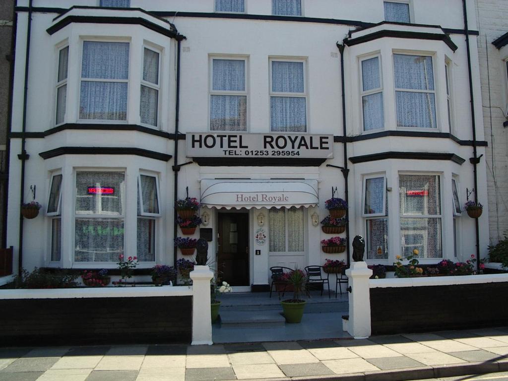 a hotel royale building with a sign on it at Hotel Royale in Blackpool