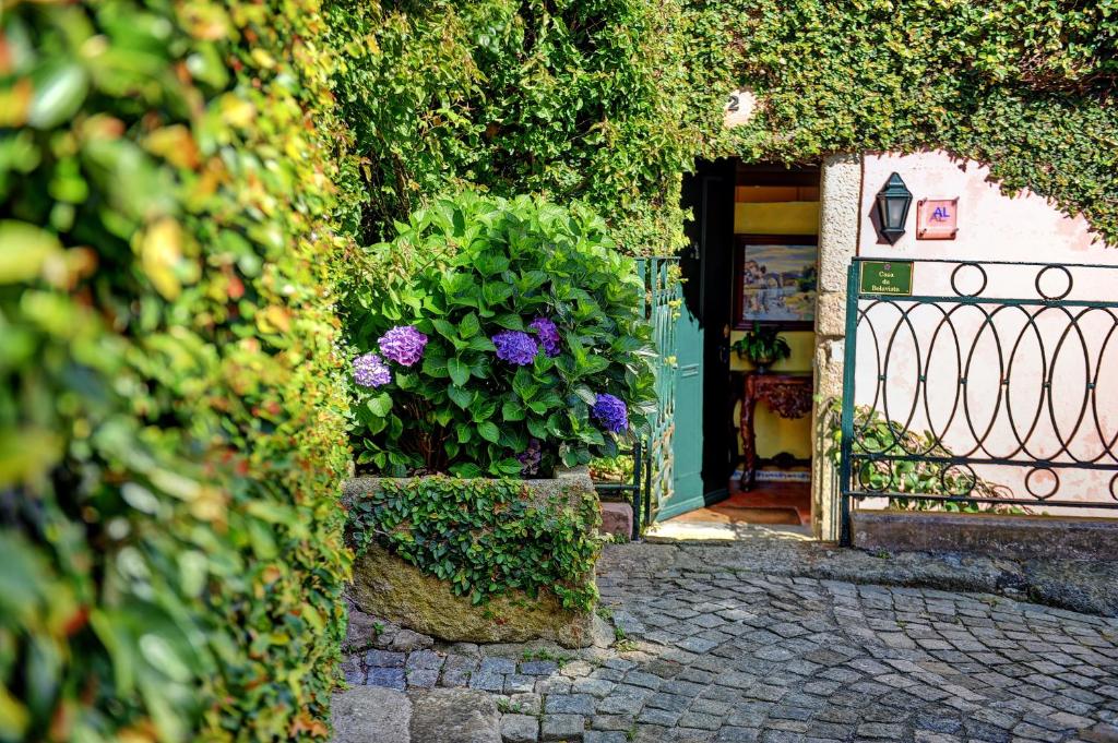an entrance to a house with a bunch of flowers at Casa da Belavista in Porto