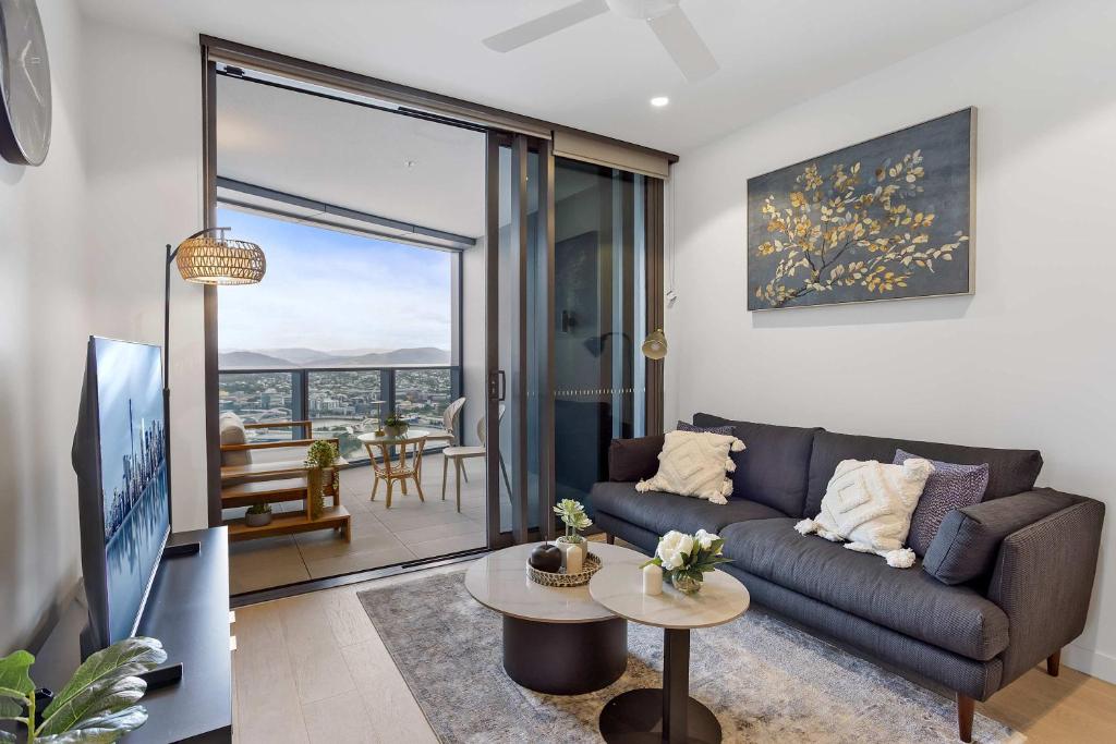 Posezení v ubytování Iconic Views Queen's Wharf 2BR by Casino and South Bank