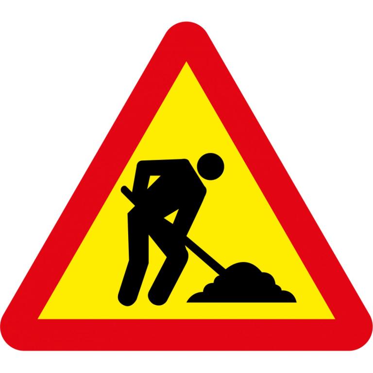 a sign showing a man digging with a shovel at Hotel Roy in Santa Marta