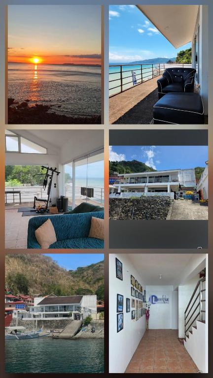 a collage of photos of a beach and the sunset at Villa Ebarle Diving Resort in Mabini