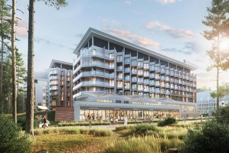 a rendering of a large building with people in front of it at Luxury apartment close to the beach, Pobierowo in Pobierowo