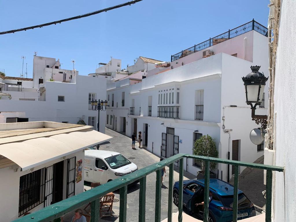 a view of a street with white buildings at Casa Ana in Vejer de la Frontera