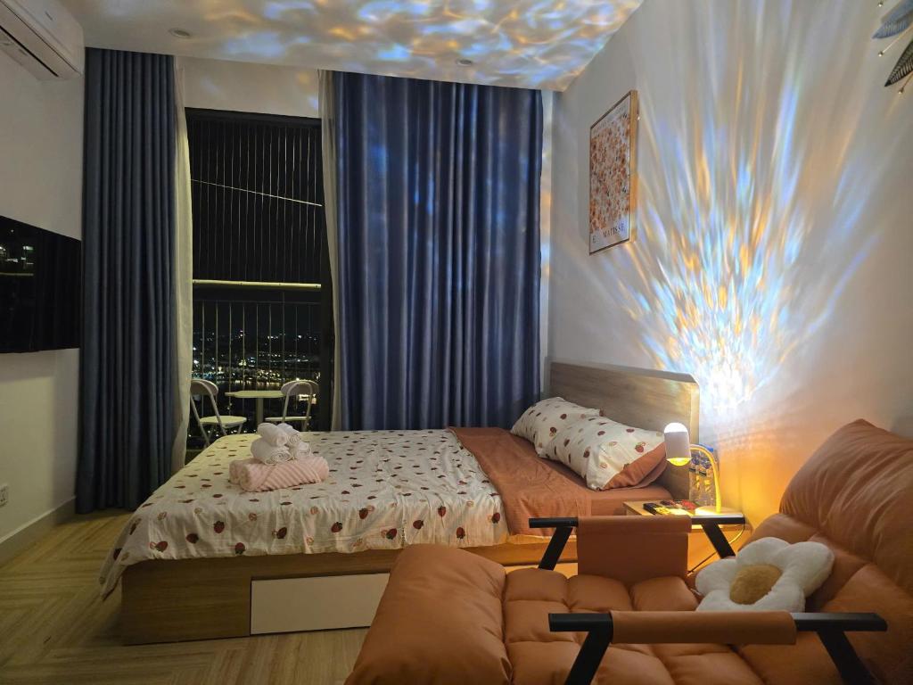 Postel nebo postele na pokoji v ubytování Happy House