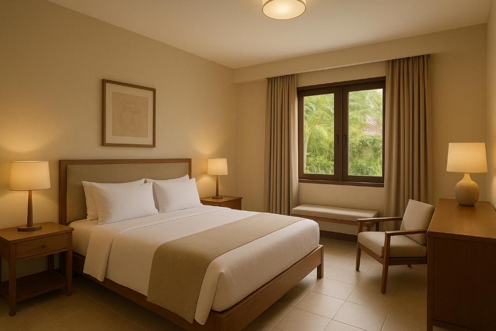 a hotel room with a bed and a window at Rods Homestay Jember in Wirolegi