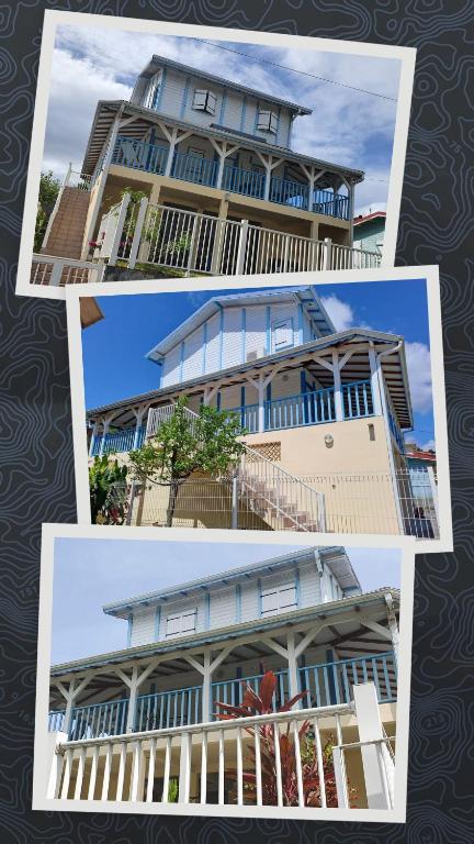 a collage of three pictures of a building at Le Goyavier in Saint-Pierre