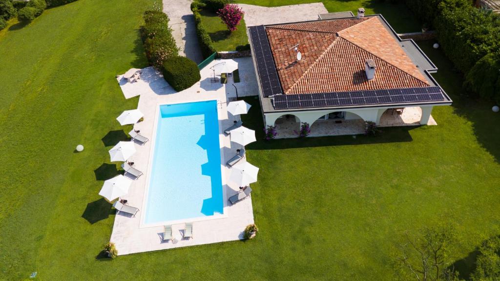 an overhead view of a house with a solar roof at NEW Villa Tosca in Bardolino