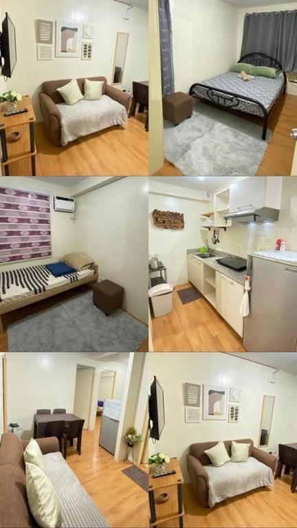 a collage of four pictures of a living room at Budget-friendly Unit in Davao City