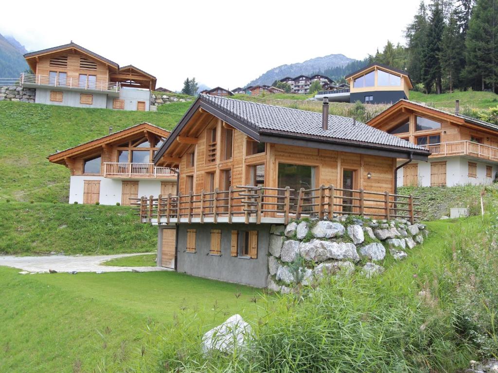 a house on the side of a hill at Chalet in La Tzoumaz near Ski Slopes in Riddes