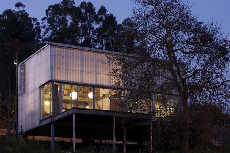 a glass house with a tree in front of it at Treehouse in Galicia near Silgar Beach in Sanxenxo