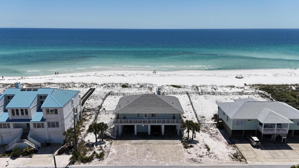 an aerial view of a house and the beach at Blue Angel, Blue Angel -Gulf Front, Beautiful Views! Great for Families! in Pensacola Beach