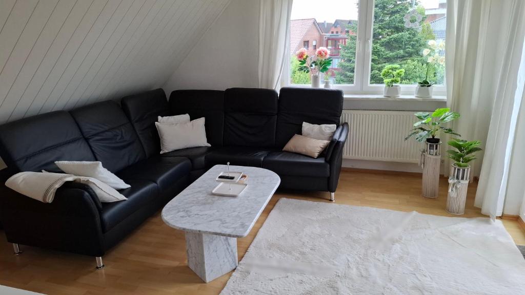 Ruang duduk di Ferienwohnung Möwennest