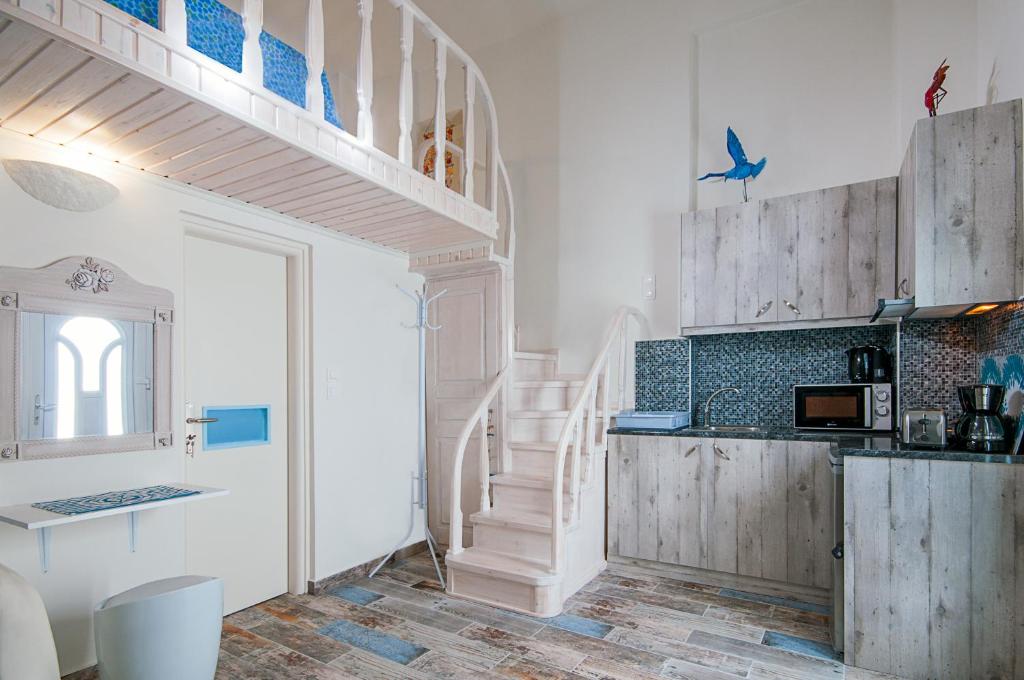 Kuchyň nebo kuchyňský kout v ubytování Blue Dream - Santorini