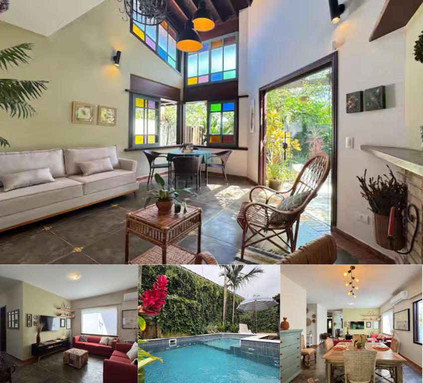 Χώρος καθιστικού στο Refugio Completo Piscina Privativa, Ar-Condicionado em Todos os Espaços Churrasqueira, Jardim e Enxoval Incluso 200m da Praia