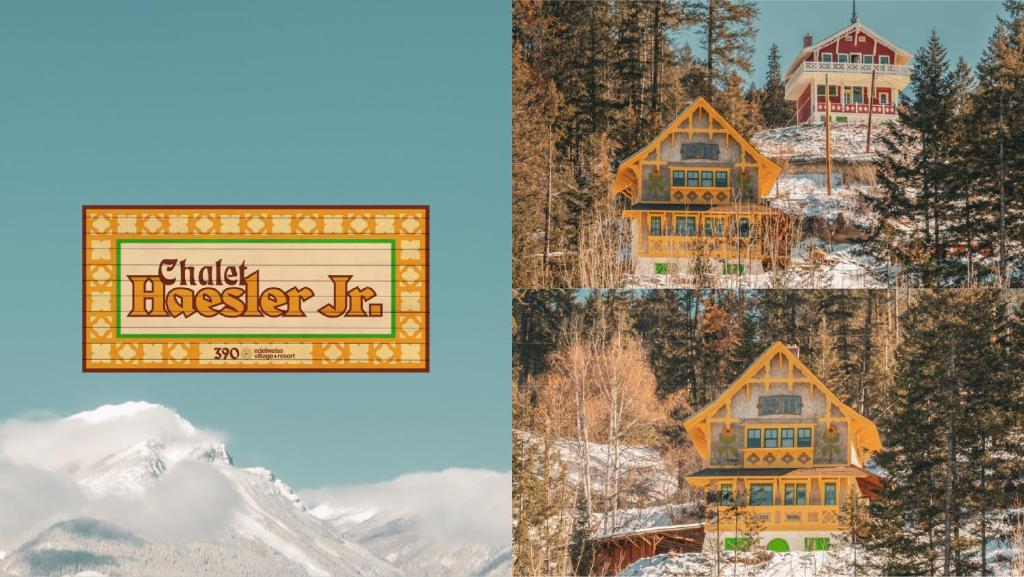 two pictures of a house in the snow at Chalet Haesler Jr - Edelweiss Village in Golden