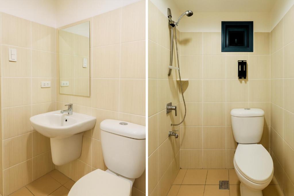a bathroom with a toilet and a sink and a shower at 康宿 滄海居 Sea Horizon in Sampong