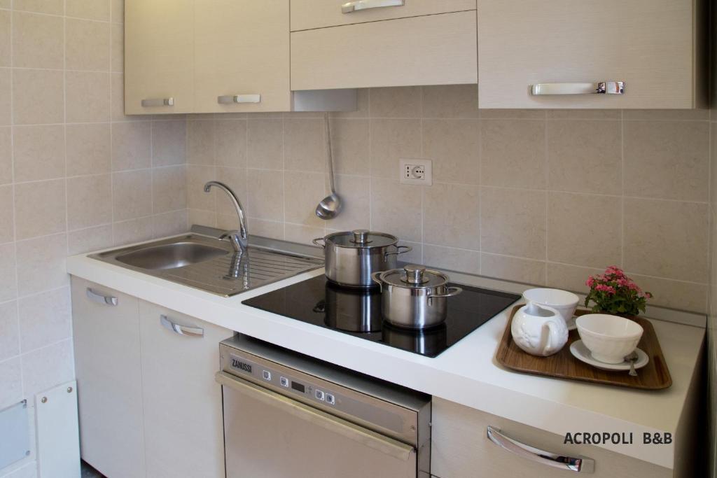 Kuchyň nebo kuchyňský kout v ubytování Residence Acropoli