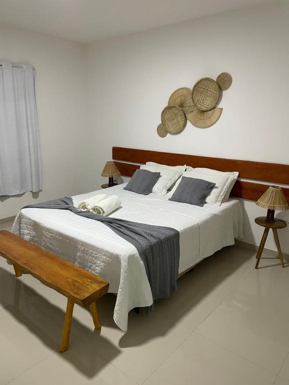 Cama o camas de una habitación en Casa Akua-Milagres-AL