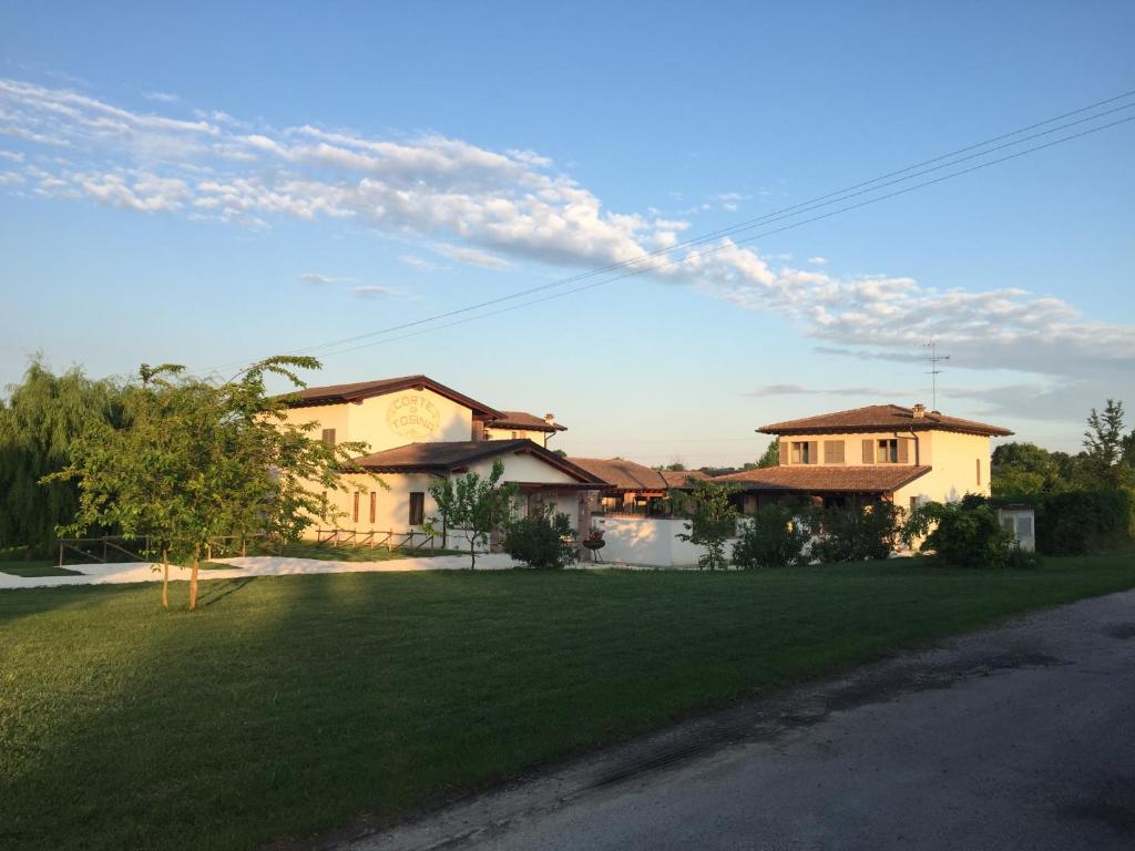 una casa con un césped verde delante de ella en Corte di Tosina en Monzambano
