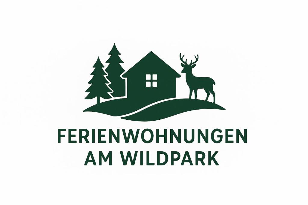 a logotype of a house and a deer and a forest at Ferienwohnungen am Wildpark Müden-Örtze in Faßberg