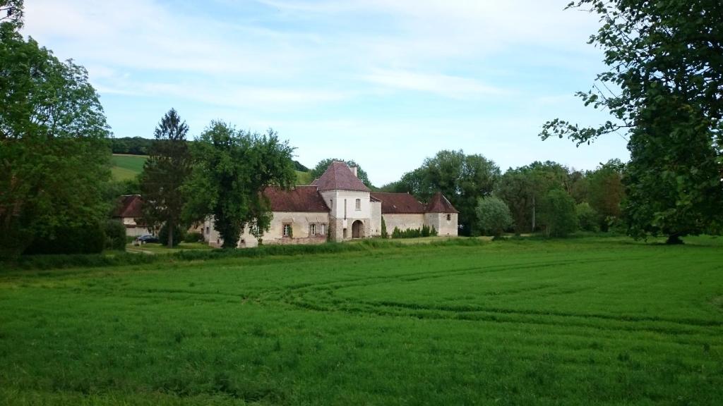 Bucey-en-Othe的住宿－Chateau Des Roises，绿地中间的一座老房子