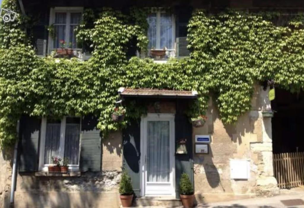 a building with ivy growing on the side of it at Petite maison de brocanteur à Charbonnières in Charbonnières-les-Bains