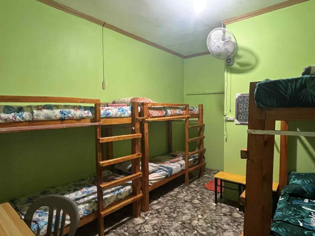 a room with three bunk beds in a room at Zia's HomestayRoom3 in Siquijor