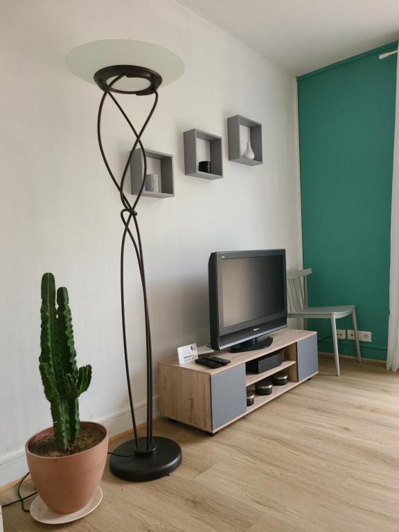 TV a/nebo společenská místnost v ubytování Maison 3 chambres au calme