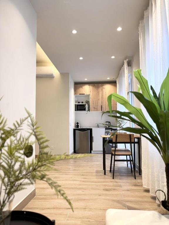Hotel R&K Apartment Madrid, a kitchen and dining room with a table and chairs at R&K Apartment Madrid in Madrid