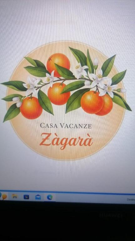 a picture of a sign with oranges and flowers on it at Casa Zàgará in Schisò