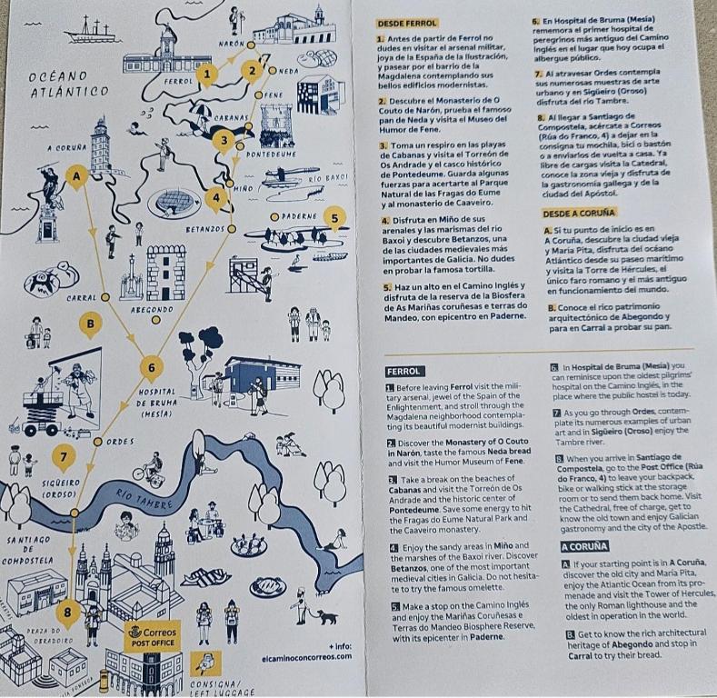 a page of a book with a map of cities at O Camiño in Ferrol
