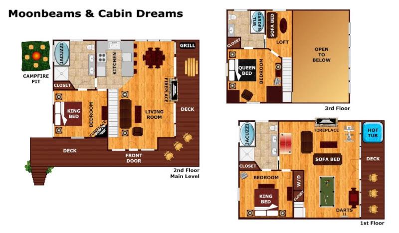 a floor plan of a condo and a floor plan of aominium at Moonbeams & Cabin Dreams by American Patriot Getaways in Little Cove