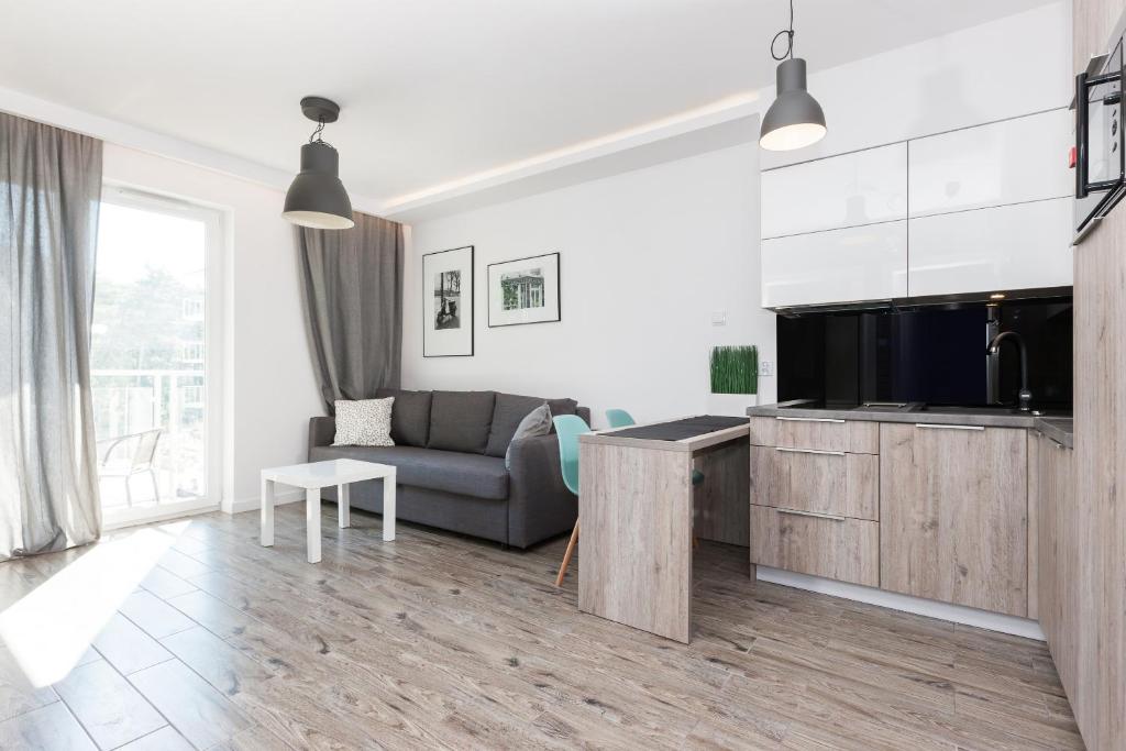 Televízia a/alebo spoločenská miestnosť v ubytovaní Apartament Szczęśliwa Dziewiątka