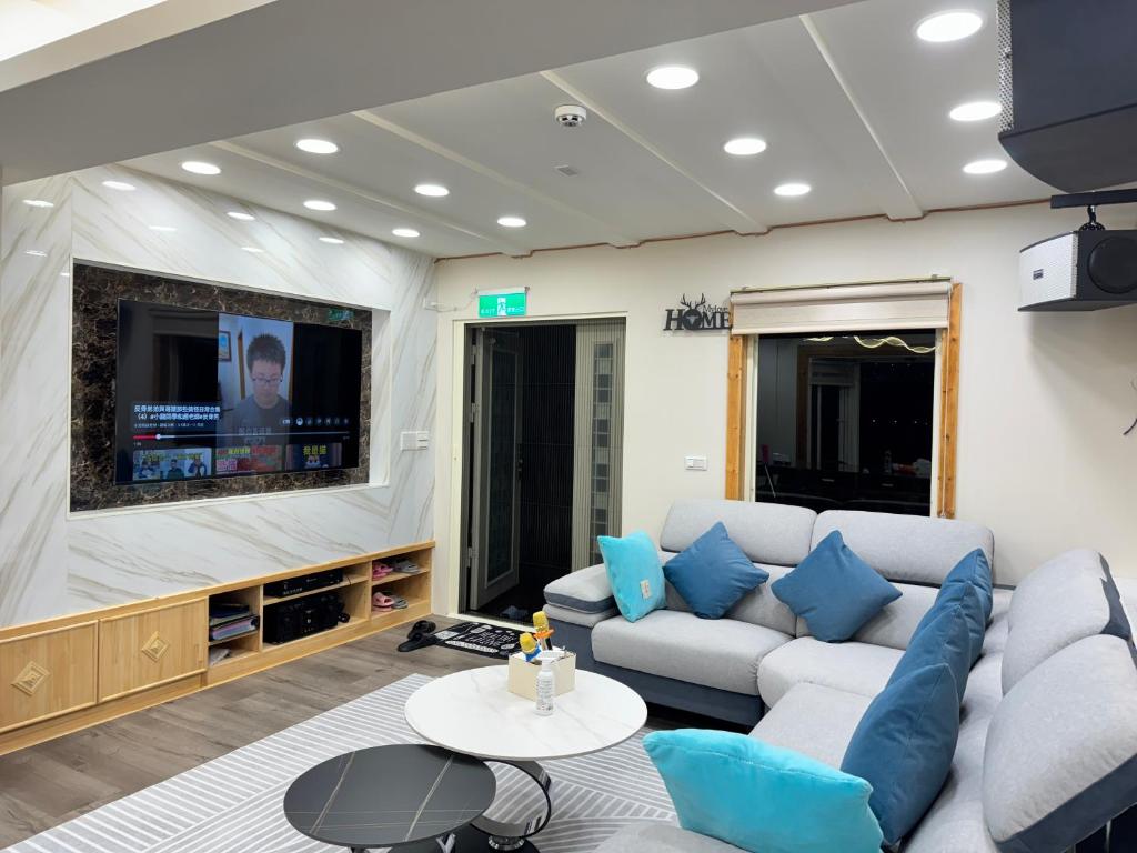 Χώρος καθιστικού στο 郭媽媽包棟小木屋民宿