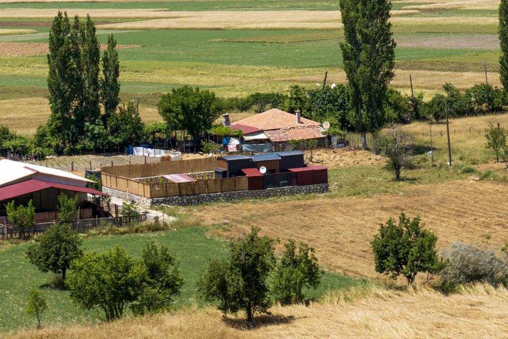 an aerial view of a farm with trees and buildings at Calm and peaceful vacation in Kas, Antalya in Kas