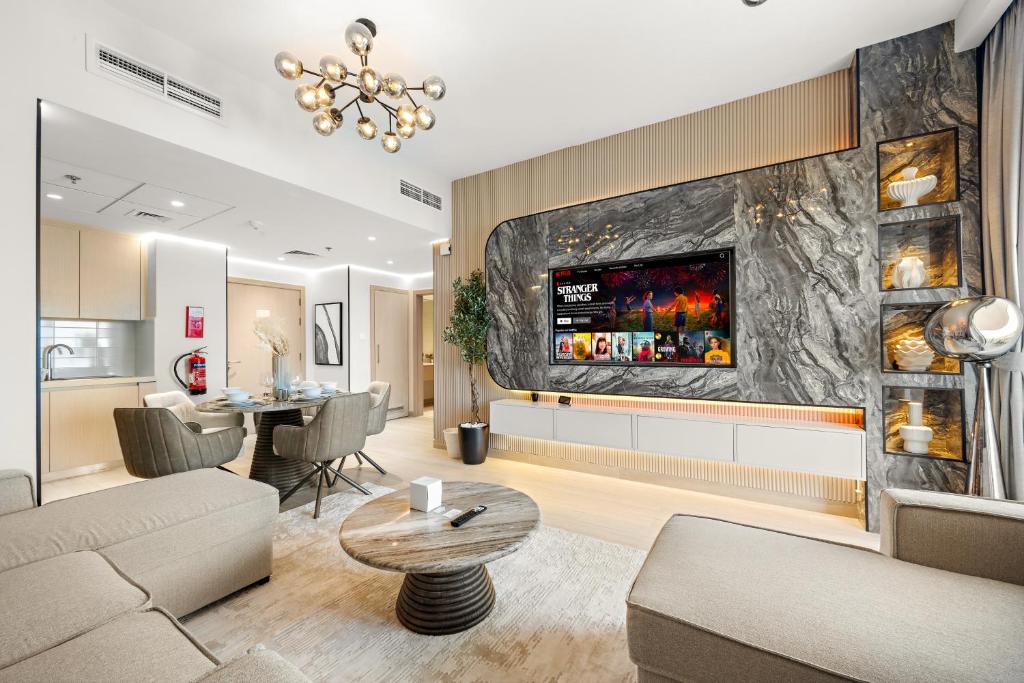 Posezení v ubytování Desert Key - Perfectly Located Yas Island Premier Apts