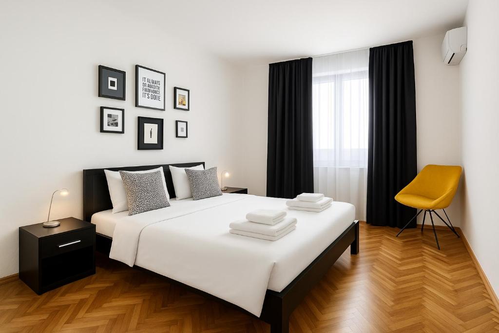Postel nebo postele na pokoji v ubytování Apartment Wake Up For 4