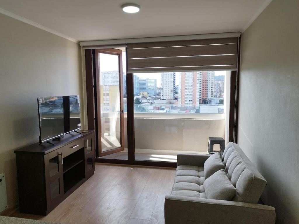 Телевизор и/или развлекательный центр в Departamento Nuevo en Temuco