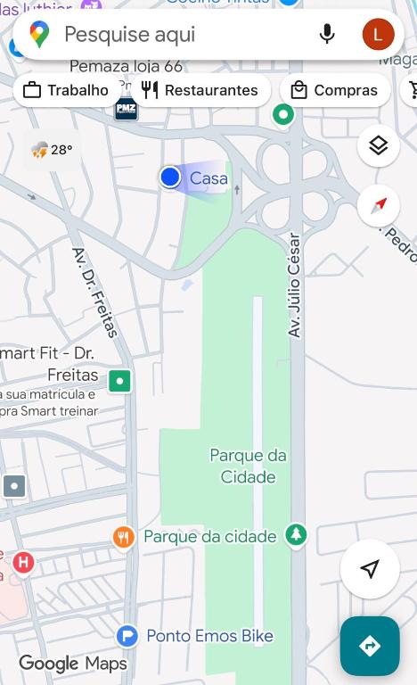 a screenshot of a cell phone with a map at Casa Cop30 green zone in Belém