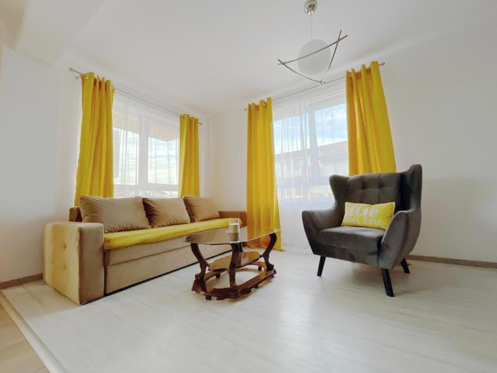 クルジュ・ナポカにあるYamaLuxe Apartments - WestSideのソファと椅子のあるリビングルーム