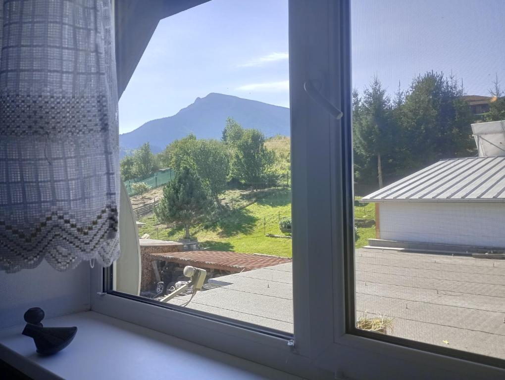 a window with a view of a mountain view at Ubytovanie FIORA in Vyšný Kubín