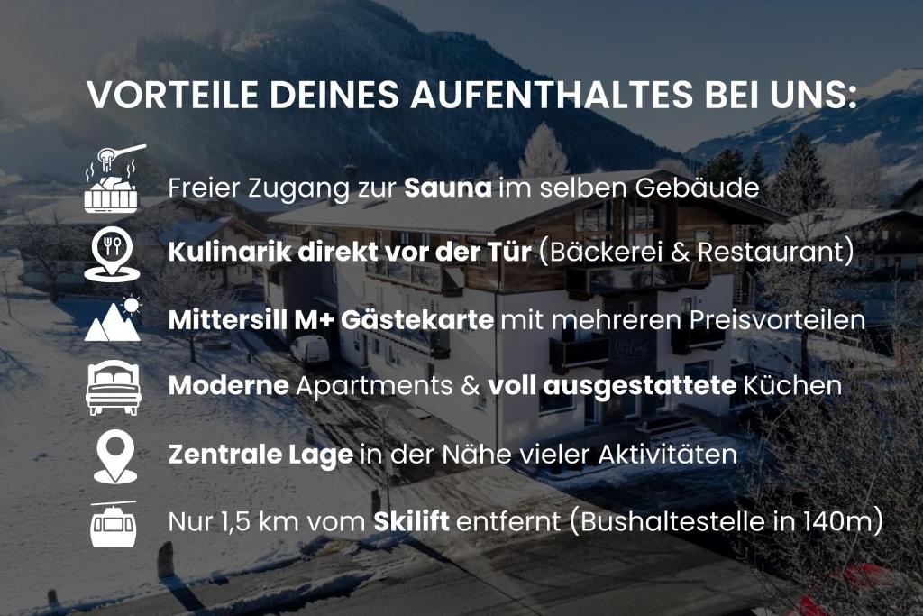 a screenshot of a website with a list of attractions at Our's Living - modern Apartments with Sauna near Kitzbüheler Alpen ski lift in Hollersbach im Pinzgau